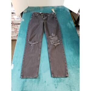 H&M Jeans Size 0 Womens Black Stretch Denim Pants Low Rise Boyfriend NWT